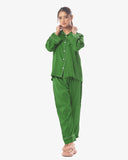 Buy Silk Pajama Suit with Scrunchie - Pearl in Pakistan