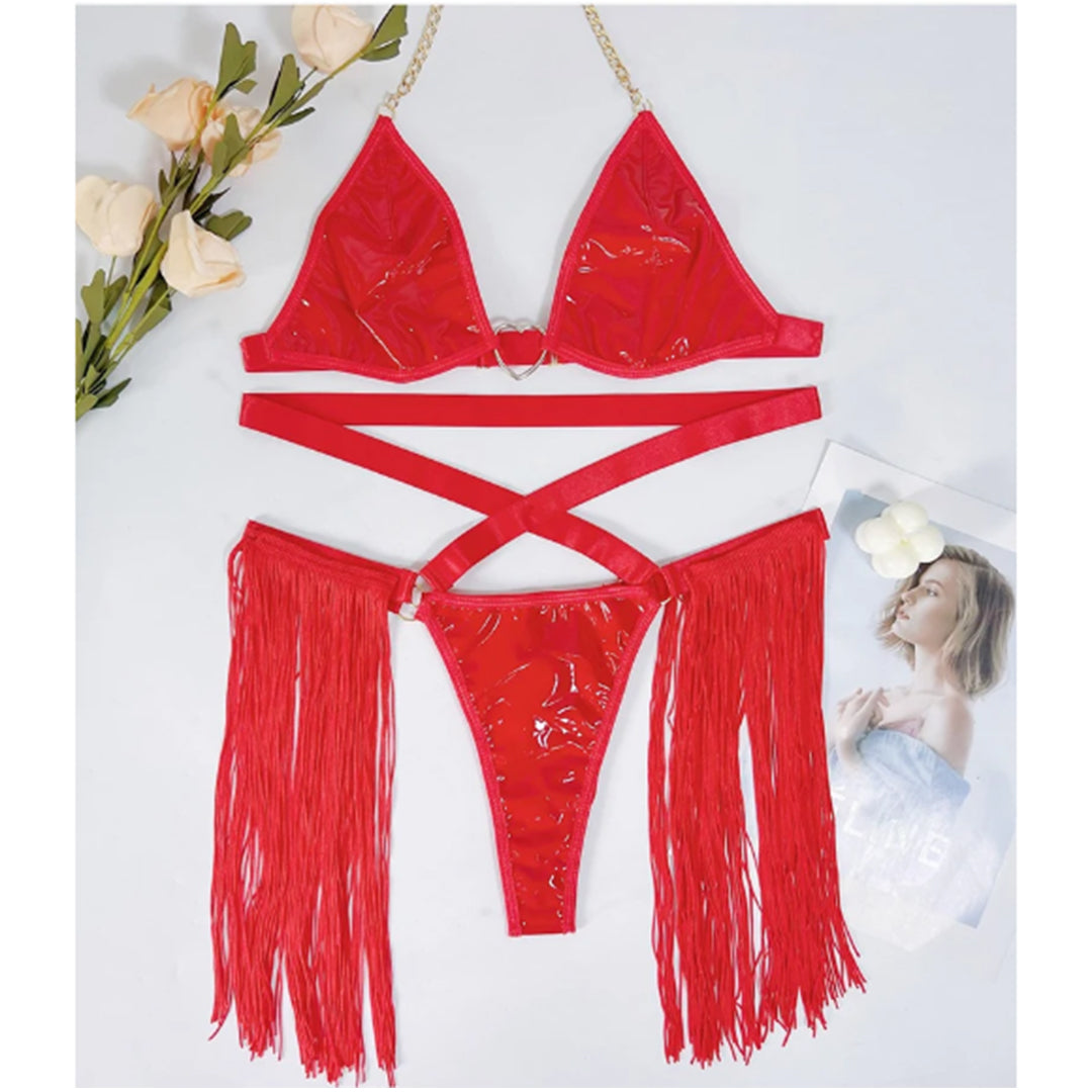 Buy Damon Heart Faux Leather Style Lingerie in Pakistan