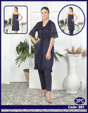 Buy Florea - 3 Pcs Nighty Set With Gown - 001 in Pakistan