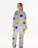 Buy Linen Pajama Suit with Scrunchie - Happy Snooze in Pakistan