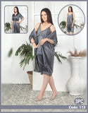 Buy Florea - 3 Pcs Silk Nighty Set With Gown - 113 in Pakistan