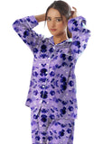 Buy Linen Pajama Suit with Scrunchie - Moonlit Flowers in Pakistan