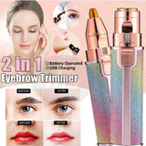 Buy Facial Beauty - 2 In 1 Rechargeable Electric Eyebrow Trimmer + Body Facial Hair Removal in Pakistan