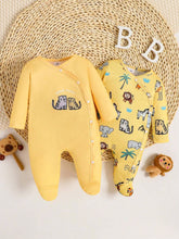 Buy SHEIN 2pcs/Set Infant/Toddler Boys Simple Cute Printed Snap Front Romper in Pakistan