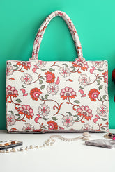 Buy Canvas Tote Bags White Floral in Pakistan