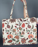 Buy Canvas Tote Bags Beige Multiflower in Pakistan