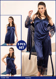 Buy Florea - 5 Pcs Silk Nighty Set With Gown - 125 in Pakistan
