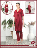 Buy Florea - 3 Pcs Nighty Set With Gown - 001 in Pakistan