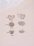 Buy SHEIN 3pairs Rhinestone Heart Decor Stud Earrings in Pakistan