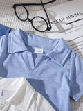 Buy SHEIN 3pcs Baby Boy Solid Color Polo Shirt Short Sleeve Set, Summer in Pakistan