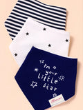 Buy SHEIN 3pcs Baby Striped & Letter Graphic Bandana Bib Set in Pakistan