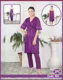 Buy Florea - 3 Pcs Nighty Set With Gown - 001 in Pakistan