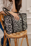 Buy Strap Canvas Tote Bag Black Floral in Pakistan