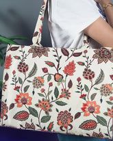 Buy Canvas Tote Bags Beige Multiflower in Pakistan