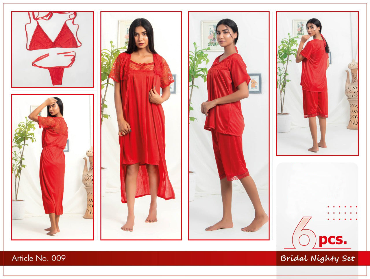 Buy Florea - 6 Pcs Nighty Set - 009 in Pakistan