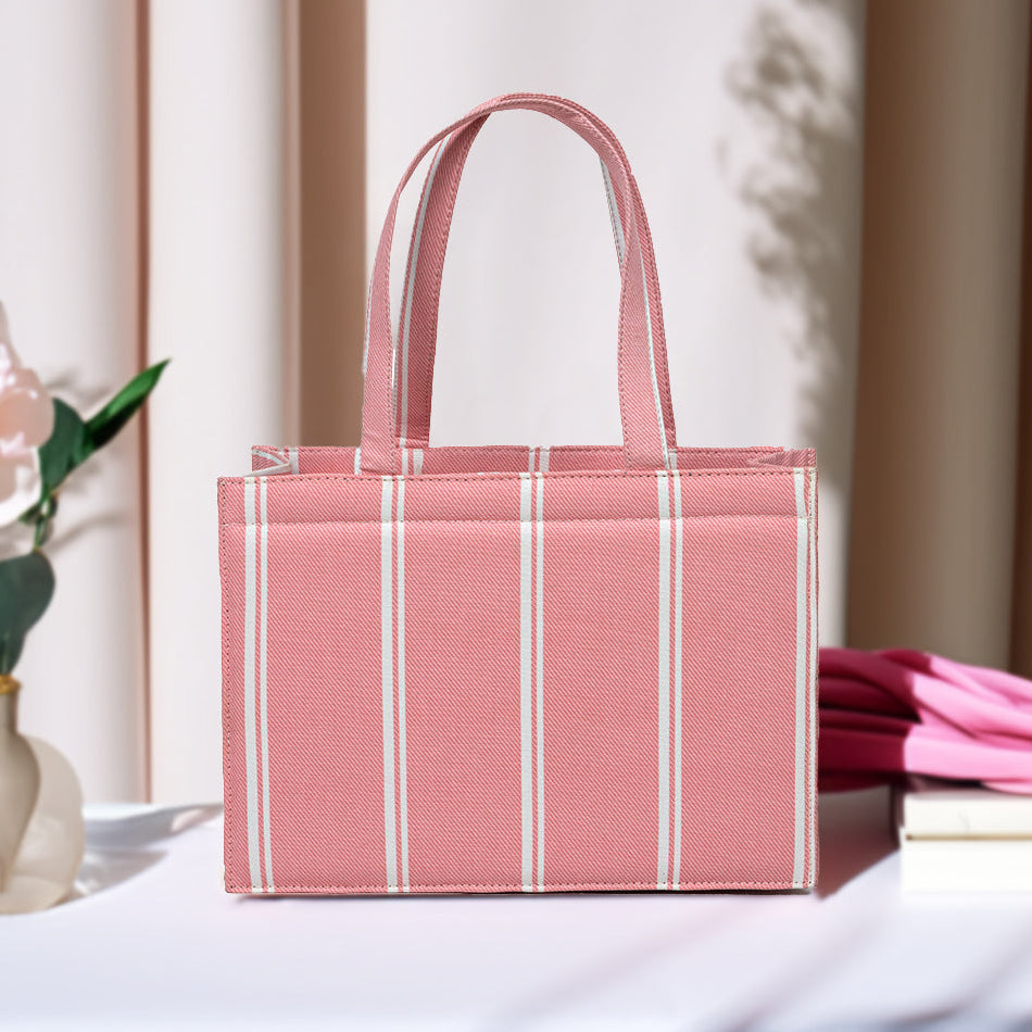 Buy Pink Breeze Striped Tote Canvas Bag in Pakistan