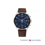 Buy Tommy Hilfiger West Blue Dial Brown Leather Strap Watch for Men - 1791712 in Pakistan