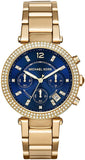 Buy Michael Kors Parker Navy Blue Dial Gold Steel Strap Watch for Women - MK6262 in Pakistan