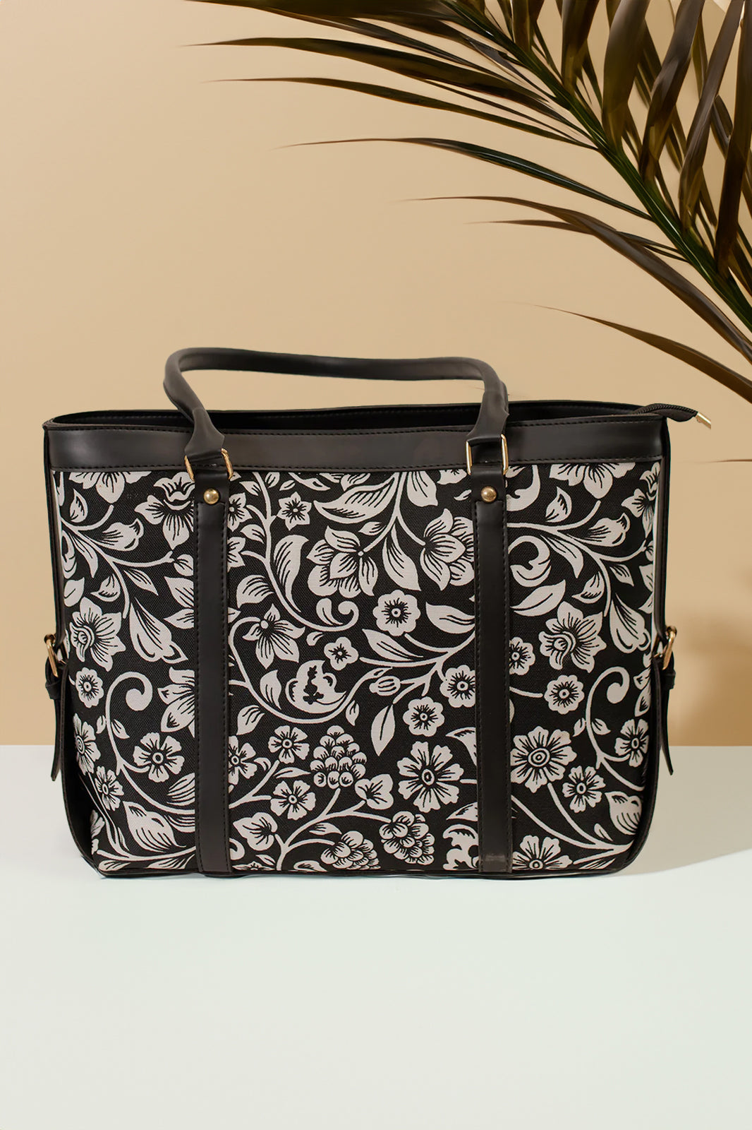 Buy Strap Canvas Tote Bag Black Floral in Pakistan