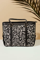 Buy Strap Canvas Tote Bag Black Floral in Pakistan