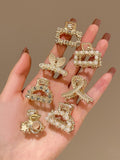 Buy SHEIN 7pcs Women's Pearl And Rhinestone Decor Half Up Hair Clip in Pakistan