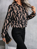 Buy Shein Allover Print Notched Neck Blouse in Pakistan