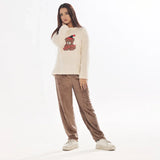 Buy Fleece Long Sleeve Pajama Suit Snow Teddy in Pakistan