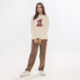 Buy Fleece Long Sleeve Pajama Suit Snow Teddy in Pakistan