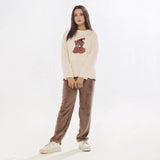 Buy Fleece Long Sleeve Pajama Suit Snow Teddy in Pakistan
