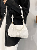 Buy SHEIN Argyle Princess Faux Pearl & Rhinestone Pearl Chain & Decor Minimalist Pearls Decor Ruched Bag in Pakistan