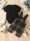 Buy SHEIN Baby Boy 2pcs Plaid Bodysuit And Pinafore Jumpsuit in Pakistan