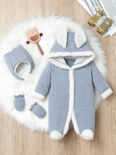 Buy SHEIN Baby Boys' Hooded Long-Eared Jumpsuit With Hat And Gloves Set in Pakistan