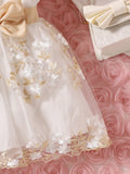 Buy SHEIN Baby Girl Floral Embroidery Bow Front Mesh Overlay Dress in Pakistan