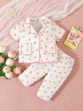 Buy SHEIN Baby Girl Light Pink Simple Print Short Sleeve T-Shirt And Shorts Casual 2pcs Home Outfit in Pakistan