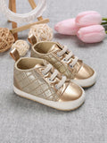 Buy SHEIN Baby Girls Lace Up Plaid Embossed Skate Shoes For Outdoor in Pakistan