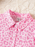 Buy SHEIN Baby Girls' Pink Leopard Print Shirt With Skirt Set For Spring/Summer in Pakistan