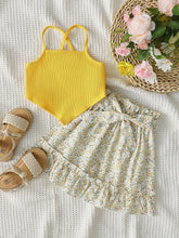 Buy SHEIN Baby Hanky Hem Cami Top & Ditsy Floral Print Paperbag Waist Belted Skirt in Pakistan