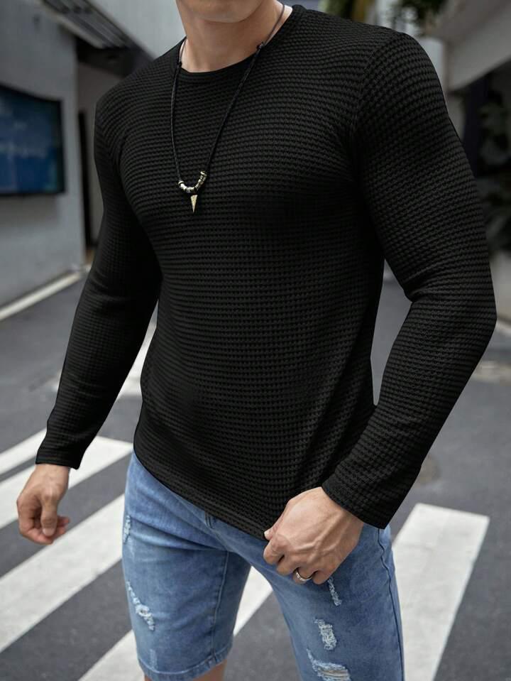Buy FULL SLEEVES WAFFLE KNIT TEE - BLACK in Pakistan