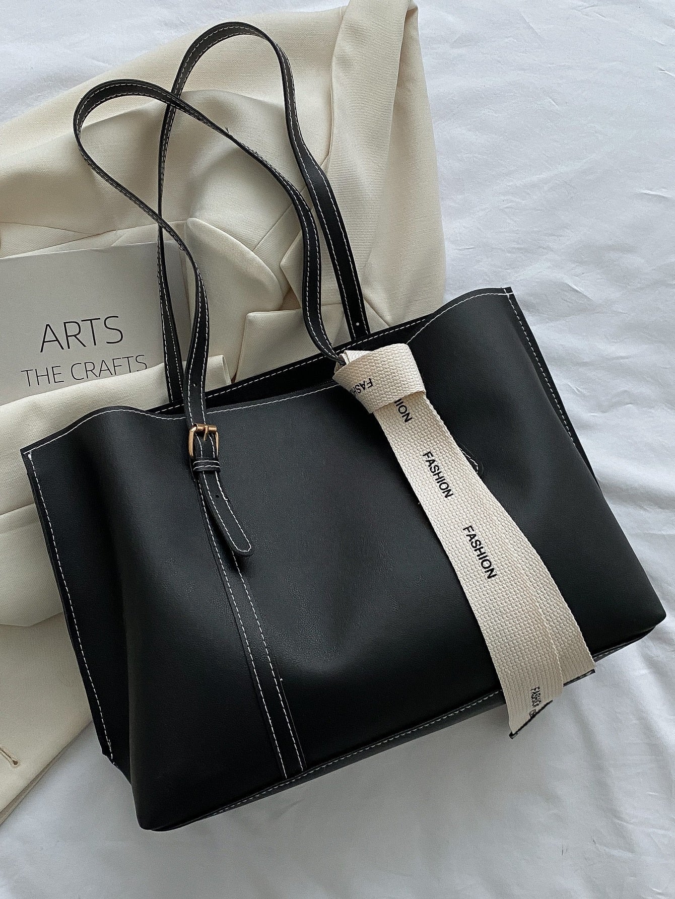 Buy SHEIN Bow Decor Lightweight,Business Casual Knot Decor Large Capacity Tote Bag in Pakistan