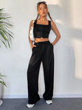 Buy SHEIN Button Front Tank Top & Wide Leg Pants in Pakistan
