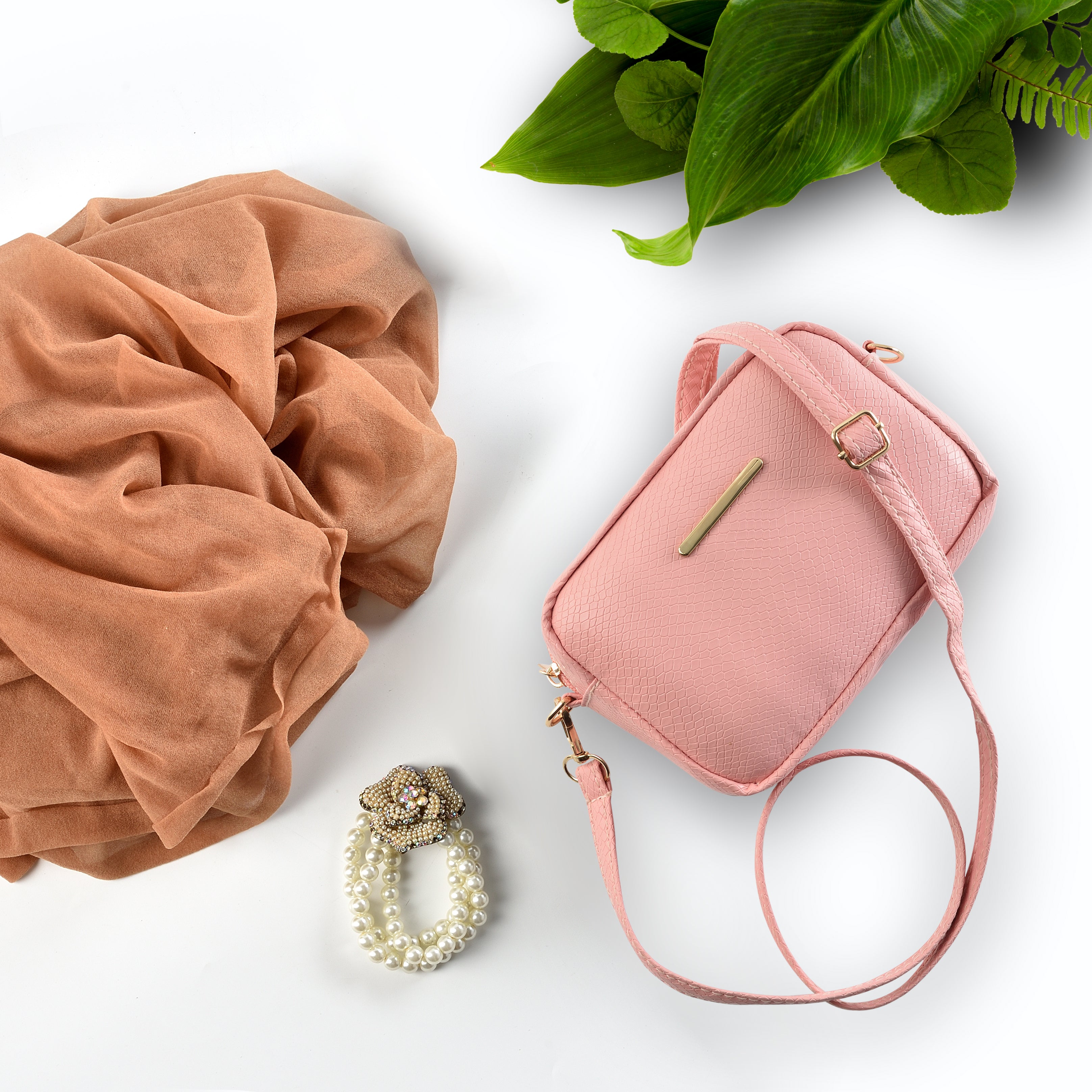 Buy Mini Snakeskin Square Bag - Pink in Pakistan