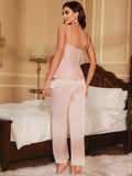 Buy SHEIN Contrast Lace Satin Cami Top & Pants PJ Set in Pakistan