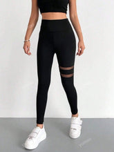 Buy SHEIN Contrast Mesh Solid Skinny Leggings, Elegant High Waist Workout Leggings in Pakistan