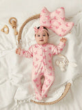 Buy SHEIN Cozy Pixies 2pcs Newborn Baby Girl Butterfly Pattern Knitted Soft Round Neck Long Sleeve Romper With Pants Set And Pillow in Pakistan