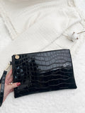 Buy SHEIN Crocodile Embossed Clutch Bag With Wristlet in Pakistan