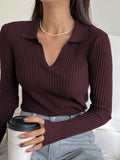 Buy SHEIN DAZY Fall/Winter Solid Color Casual Business Style Turtleneck Fitted Sweater,Long Sleeve Tops in Pakistan