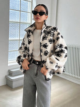 Buy SHEIN DAZY Floral Print Drop Shoulder Teddy Jacket in Pakistan