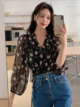 Buy SHEIN DAZY Floral Print Lantern Sleeve Wrap Detail Blouse in Pakistan