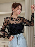 Buy SHEIN DAZY Kpop Floral Embroidery Mesh Top Without Cami Top in Pakistan