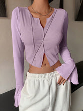 Buy SHEIN DAZY Notched Neckline Flounce Sleeve Crop Tee in Pakistan